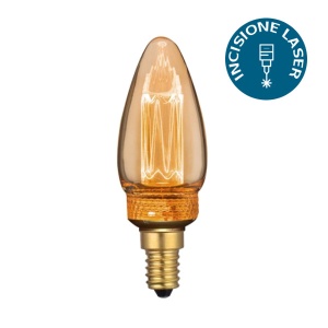 v-tac vt-2152 7472 2W lampada E14 candela calda ambra laser