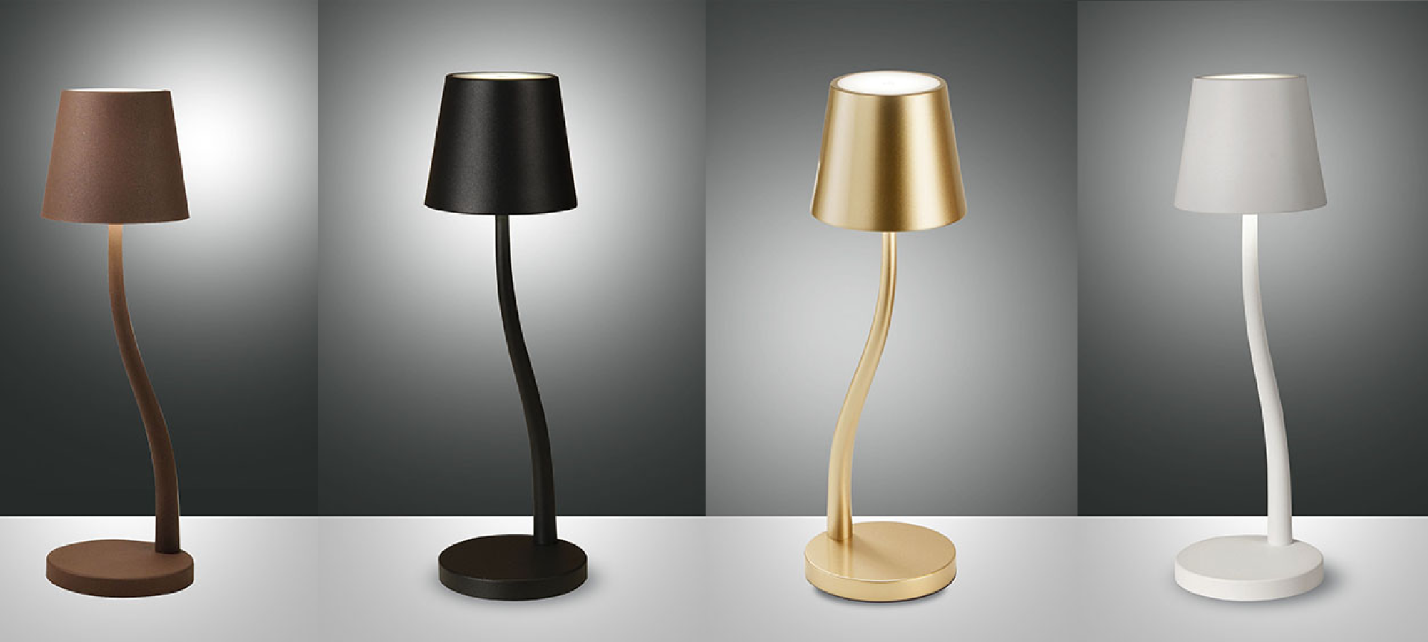 Lampada da tavolo led corten nero oro bianco